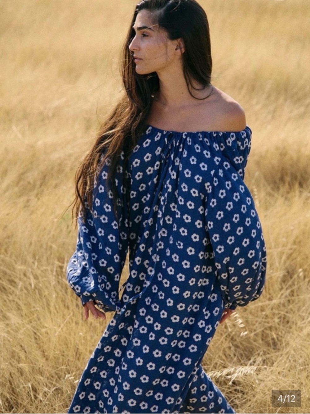 NWT Daughters of India Blue Floral Zahra Midi Dress size small - Picture 4 of 10